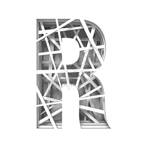 立体齿轮字母R剪纸字体字母 R 3几何图案收藏阴影线条风格白色创造力插图雕刻背景