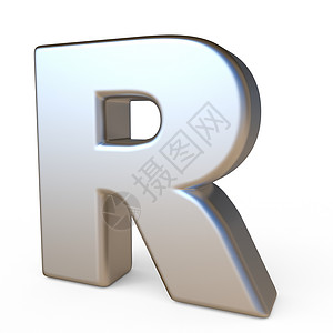 R艺术字母金属字体 LETTER R 3技术反射计算机字母插图工业艺术白色拉丝打字稿背景
