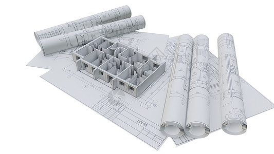 房屋3D图在施工图上建造房屋的墙壁设计3d计算机建筑学商业工作住宅建筑师草图地面背景