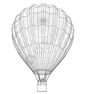 白色热气球轮廓热气球空气白色条纹运动漂浮乐趣蓝图篮子冒险娱乐插画