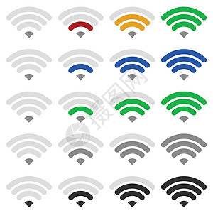 信号强度指示器模板  Wifi无线连接界面干涉基准路由器技术网络力量黑色红色离线插画