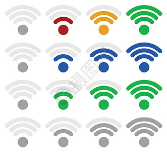 信号强度指示器模板  Wifi无线连接界面离线红色路由器互联网网络技术力量天线干涉插画