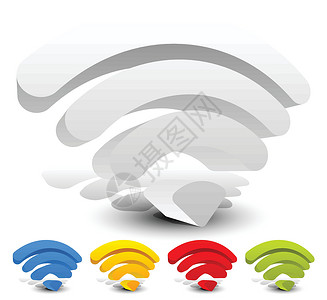 信号强度指示器模板  Wifi无线连接指标路由器干涉力量绿色天线基准离线界面网络插画