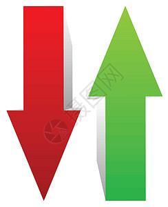 绿色向下箭头绿色和红色和向下箭头 向量商业利润库存交换衰退市场生长下降结盟经济衰退设计图片