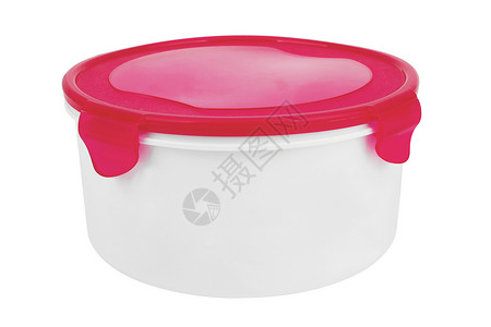 孤立的塑料塑料箱粉色商品盒子红色野餐空白正方形午餐贮存白色背景图片