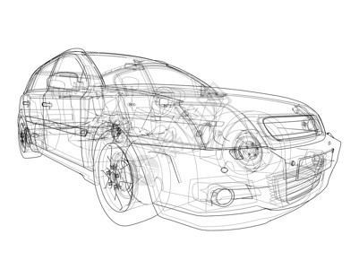 起草概念车  3 的矢量渲染车轮草图工程草稿数字化陈列室驾驶绘画插图保险杠设计图片