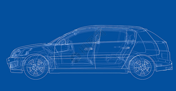 车辆矢量概念车  3 的矢量渲染运输车轮数字化汽车保险杠工程绘画技术草稿框架设计图片