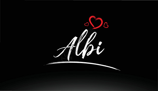 Albi市手写文字 带有红心徽标背景图片