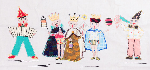 旧手工纺织——与国王 王后和王子的党背景图片