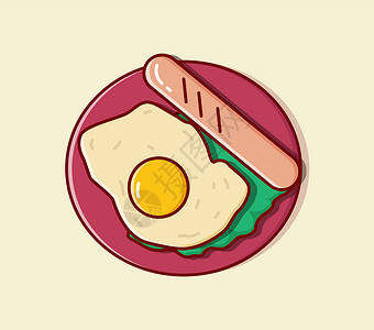 煎鸡蛋 矢量图 平坦的平面图标绘画奶油涂鸦小吃白色面包糕点图标艺术背景图片