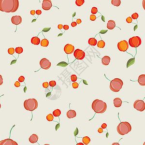 阿罕布拉马尔皮吉亚格拉布拉 红阿塞罗拉白莓无缝模式 生态食品插画