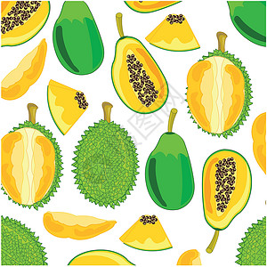 木瓜美食白色背景的装饰模式插画
