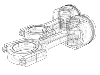 活塞草图  3 的矢量渲染发动机力量绘画阀门卡车插图草稿圆圈汽车运动背景图片