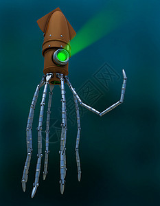 四足机器人Steampunk 水下机械丝网机器人潜艇触手金属动物怪物乌贼蒸汽镜片生物背景