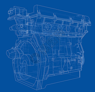 汽油发动机发动机草图  3 的矢量渲染力量工程机器汽车车轮剪影服务汽油项目维修设计图片