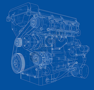 机械绘画素材发动机草图  3 的矢量渲染车辆车轮机械技术打印汽油墨水燃烧机器蓝图设计图片
