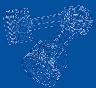 曲轴减振器活塞草图  3 的矢量渲染创造力曲轴力量技术引擎圆圈金属设计师工程师发动机设计图片