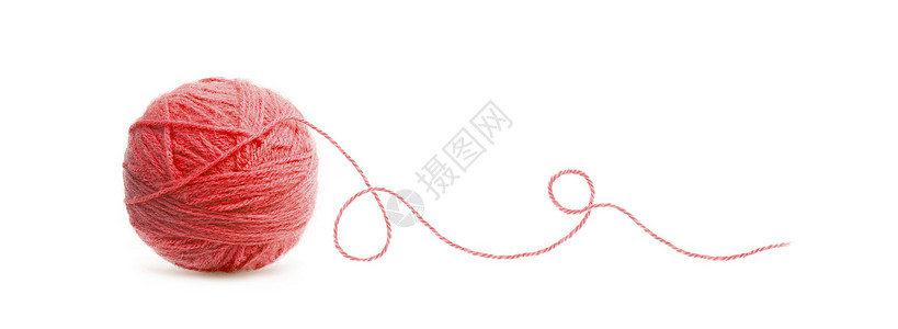 红色的丝线球羊毛编织背景图片
