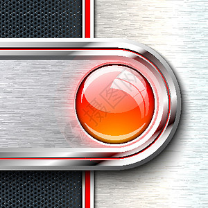 红色圆形横幅单色固体材料板上的红色玻璃按钮设计图片