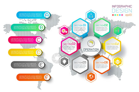 业务六边形标签形状信息图表圆圈栏推介会流动技术报告小册子网络白色互联网进步流程背景图片