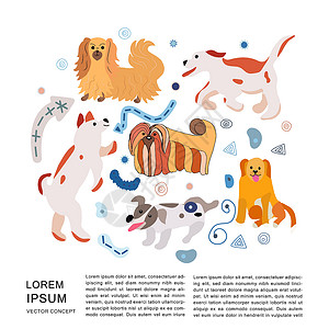 宠物托管宣传单不同的狗品种图绘画卡片横幅服饰小狗卡通片店铺兽医刻字宠物设计图片
