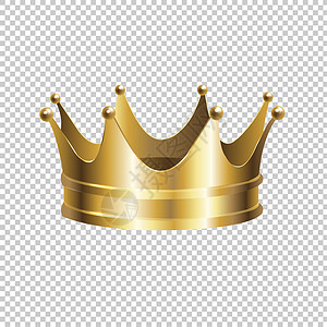 奢华贵族在透明背景上隔离的金色皇冠金属王子纹章波峰女王插图贵族艺术君主皇家插画