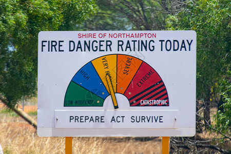澳洲今日街牌火危险评分街道警报燃烧衬套信号橙子图表指导指示牌木板背景图片
