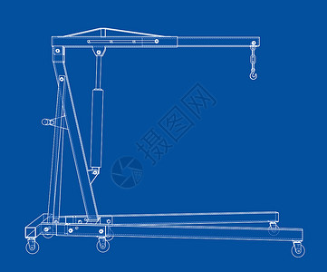 发动机起重机轮廓  3 的矢量渲染运输机械机器风俗绘画蓝图吊具工具草图车库插画