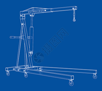 吊具发动机起重机轮廓  3 的矢量渲染工程大纲运输检查维修机械升降机风俗服务工具插画