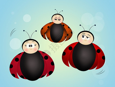 虫家庭红色插图翅膀卡通片昆虫漫画明信片动物群队友背景图片