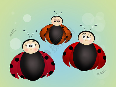 虫家庭父亲明信片红色漫画昆虫动物群卡通片翅膀插图婴儿背景图片