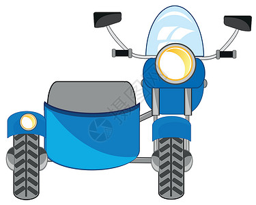 摩托车大灯白色背景带随身车的摩托车被隔绝插画