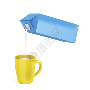 泡奶黄色纸盒产品纸板包装陶瓷蓝色空白奶制品盒子高清图片