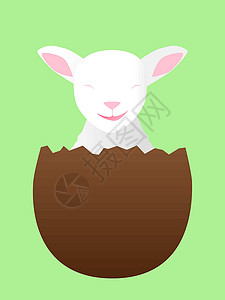 头蛋筒巧克力蛋中的微笑羔羊插画