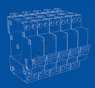 自动断路器概念 韦克托草图盒子电缆工程电压保险丝插图力量电路控制背景图片