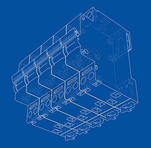 自动断路器概念 韦克托草图盒子活力电缆电路控制板工程安全保险丝路器背景图片