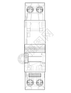 自动断路器概念 韦克托渲染开关柜插图控制路器工程安全电缆电气草图背景图片