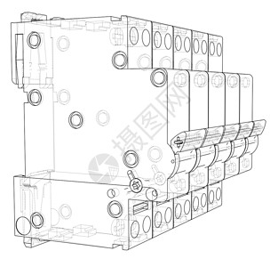 自动断路器概念 韦克托路器草图工程安全插图盒子断路器力量电缆活力背景图片