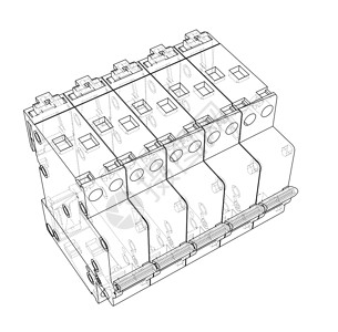 自动断路器概念 韦克托插图力量开关柜电气控制板电缆盒子控制草图工程背景图片