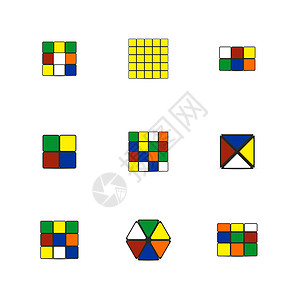 魔方砖素材不同形状的游戏立方体 矢量说明插画