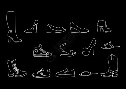 冬季鞋鞋类和女性标志的孤立对象 一套鞋类矢量图插画