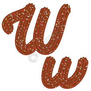 绘画图 字体设计 巧克力c的3D字母W背景图片