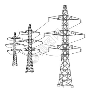 6克电塔或电塔概念 韦克托活力草图力量电力插图电缆电压通讯城市电报设计图片