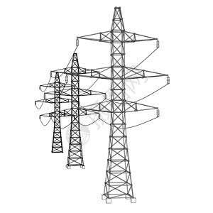 电力电塔电塔或电塔概念 韦克托电力技术城市插图电压电缆通讯草图框架电报设计图片