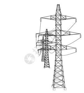 克雷德塔菲尔电塔或电塔概念 韦克托城市通讯框架电缆活力草图力量电压电报技术设计图片