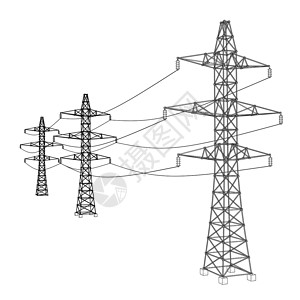 邓克电塔或电塔概念 韦克托城市框架力量电报电力通讯电缆技术活力草图设计图片