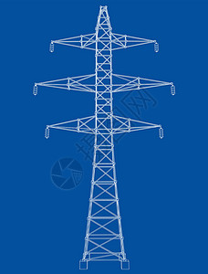 塔武克电塔或电塔概念 韦克托力量电报城市活力电压电缆通讯草图插图电力设计图片
