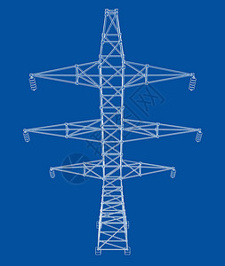 高的伏特电塔或电塔概念 韦克托电压活力通讯城市电力插图草图力量电缆大纲设计图片