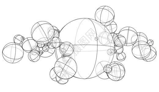 学犀牛网素材抽象轮廓领域概念 韦克托圆圈圆形网络网格图学球体素描数字插图地球设计图片