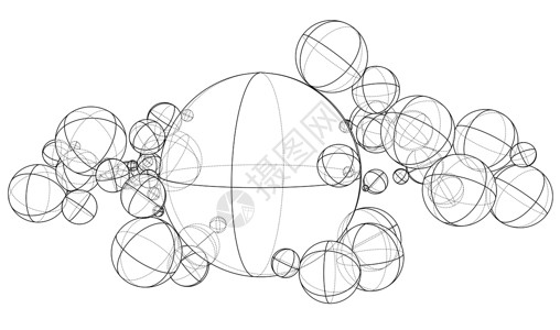 抽象轮廓领域概念 韦克托圆形纬度素描矢量条纹球体数字行星图学全球背景图片